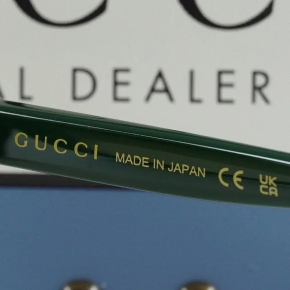 FINAL PRICE NEW GUCCI GG1066S 003 BLACK GREEN BROWN SQUARE WOMENS SUNGLA… - Picture 7 of 12